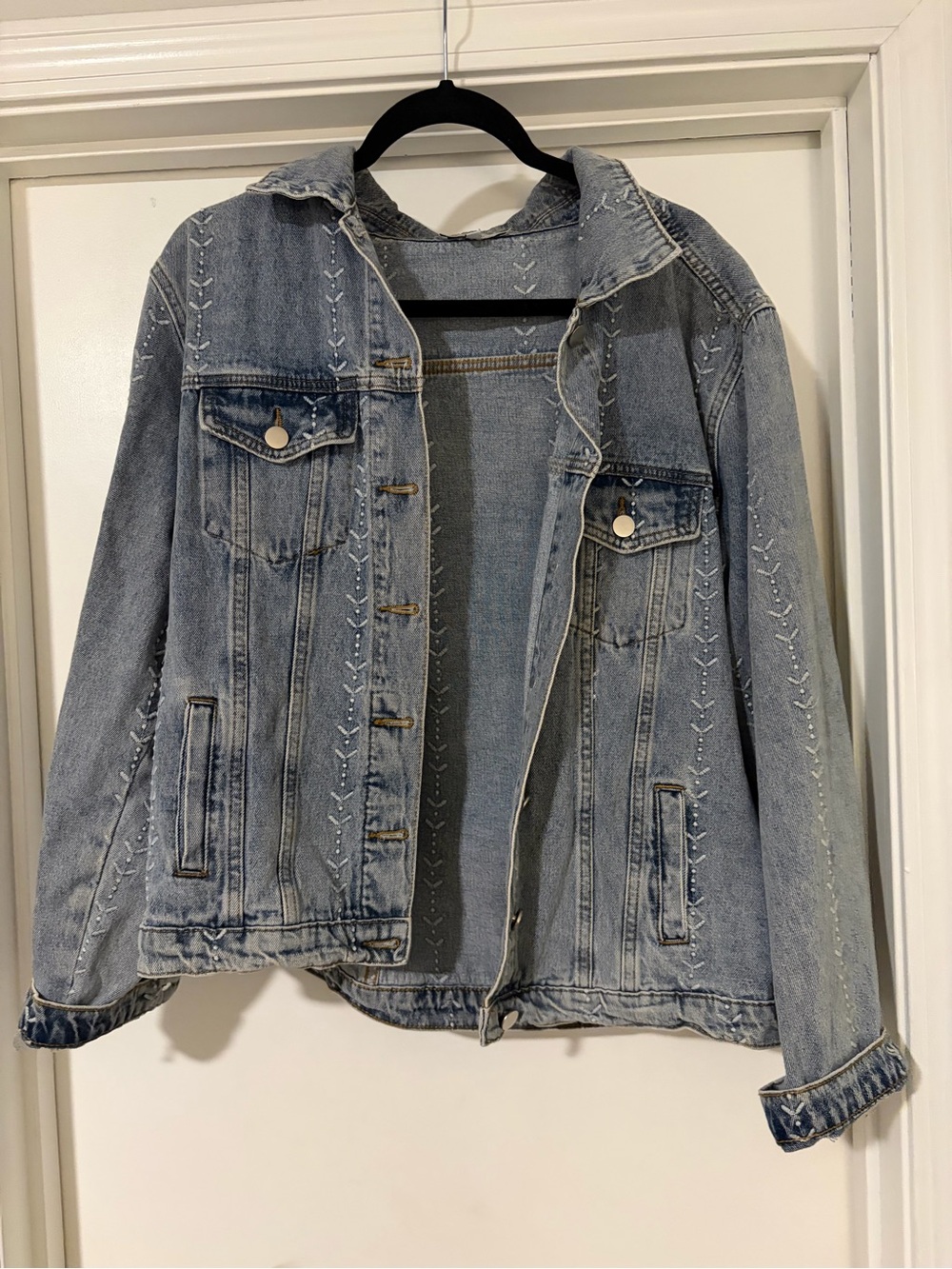 Light Blue Embroidered Denim Jacket